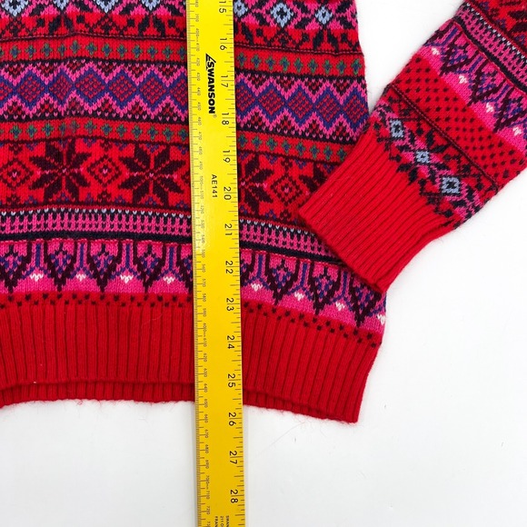 H&M Sweater Womens Medium Red Striped Pullover Christmas Snowflake Long Sleeve - Picture 5 of 8
